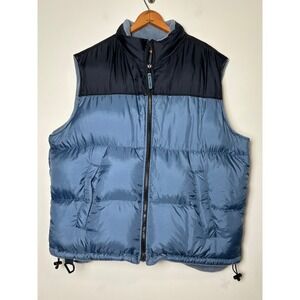 Old Navy Mens Puffer Vest Large Down Fill Reversible Fleece Lined Outdoor Gorp